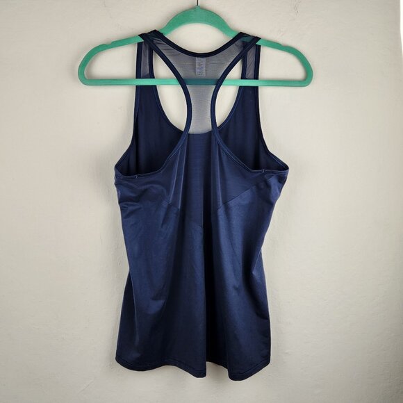 Athleta Navy Blue Mesh Chi Seamless Athletic Tank Top sz S - Picture 2 of 8